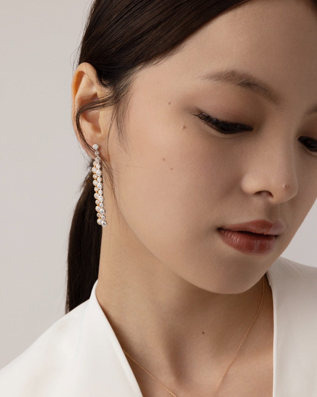 Dual-Colour Bezel Set Drop Earrings