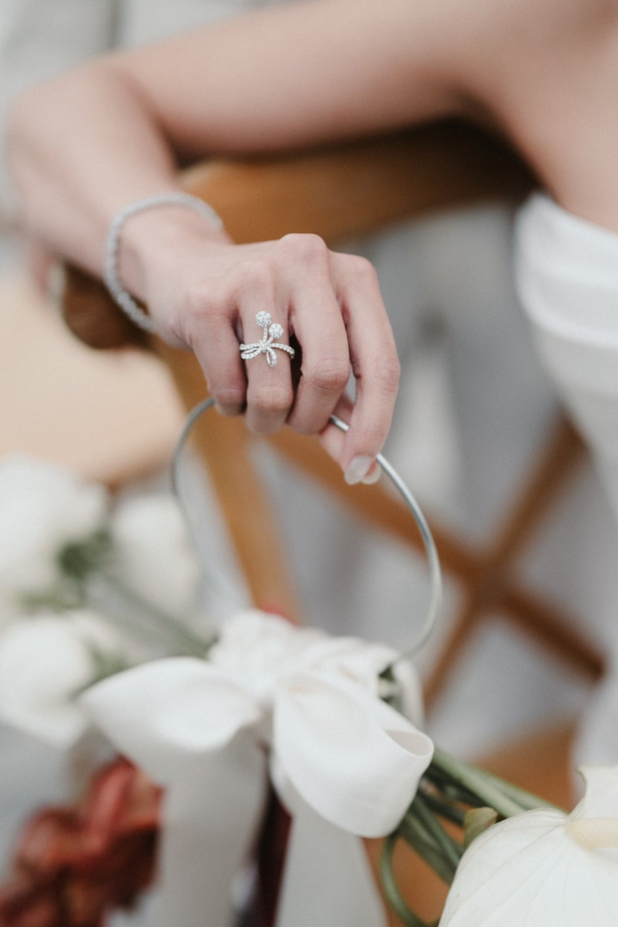 Diamond Ribbon Bow Ring