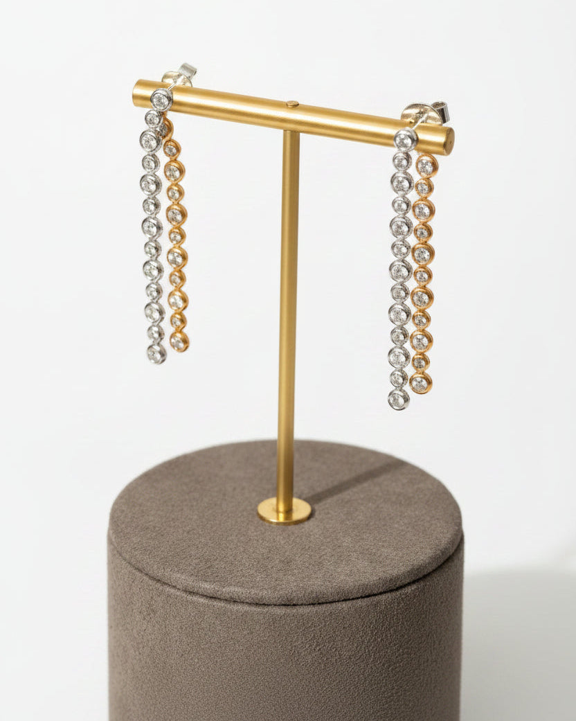 Dual-Colour Bezel Set Drop Earrings