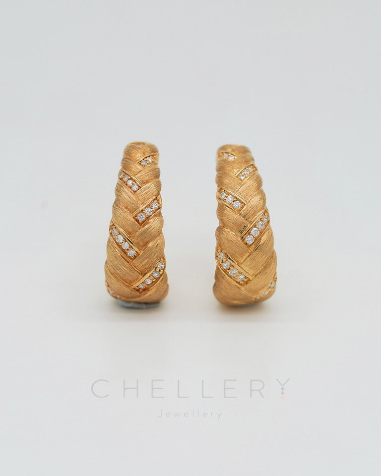 Brushed Style Vintage Diamond Earrings