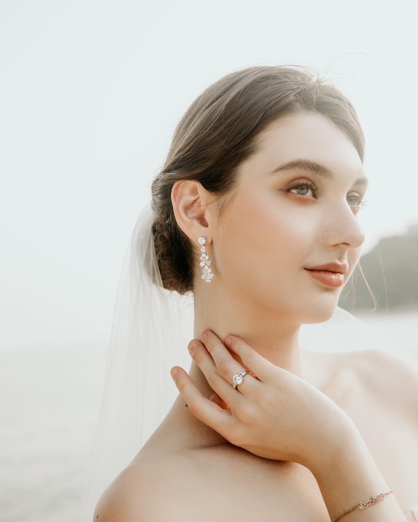 Round and Pear-shaped Diamond Floral Earrings