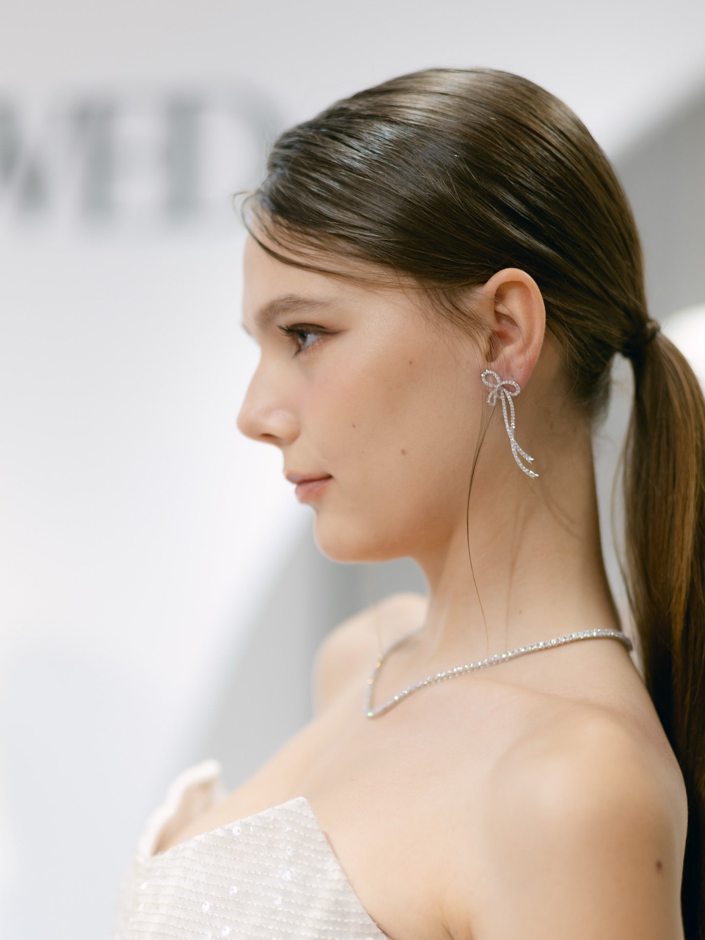 Diamond Tassel Bow Earrings