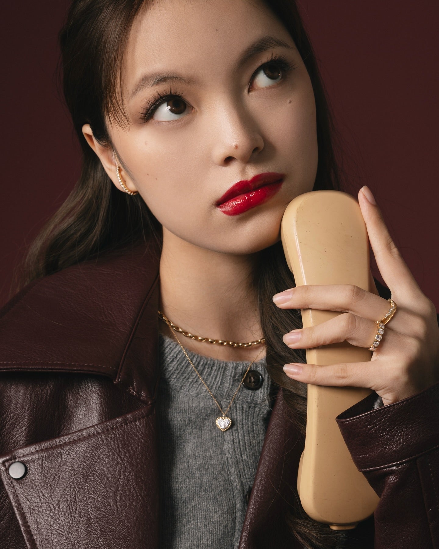 Beaded Heart-shaped Diamond Necklace