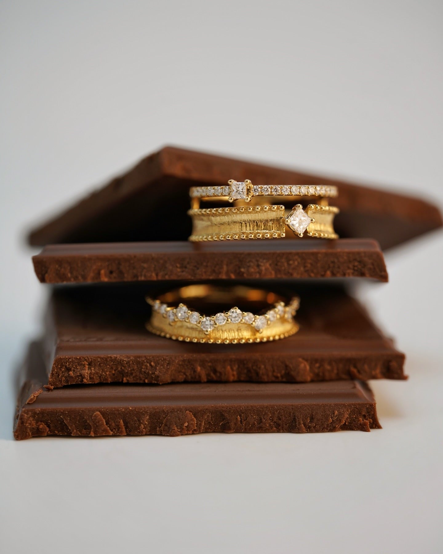 Brushed Style Peaks Diamond Ring