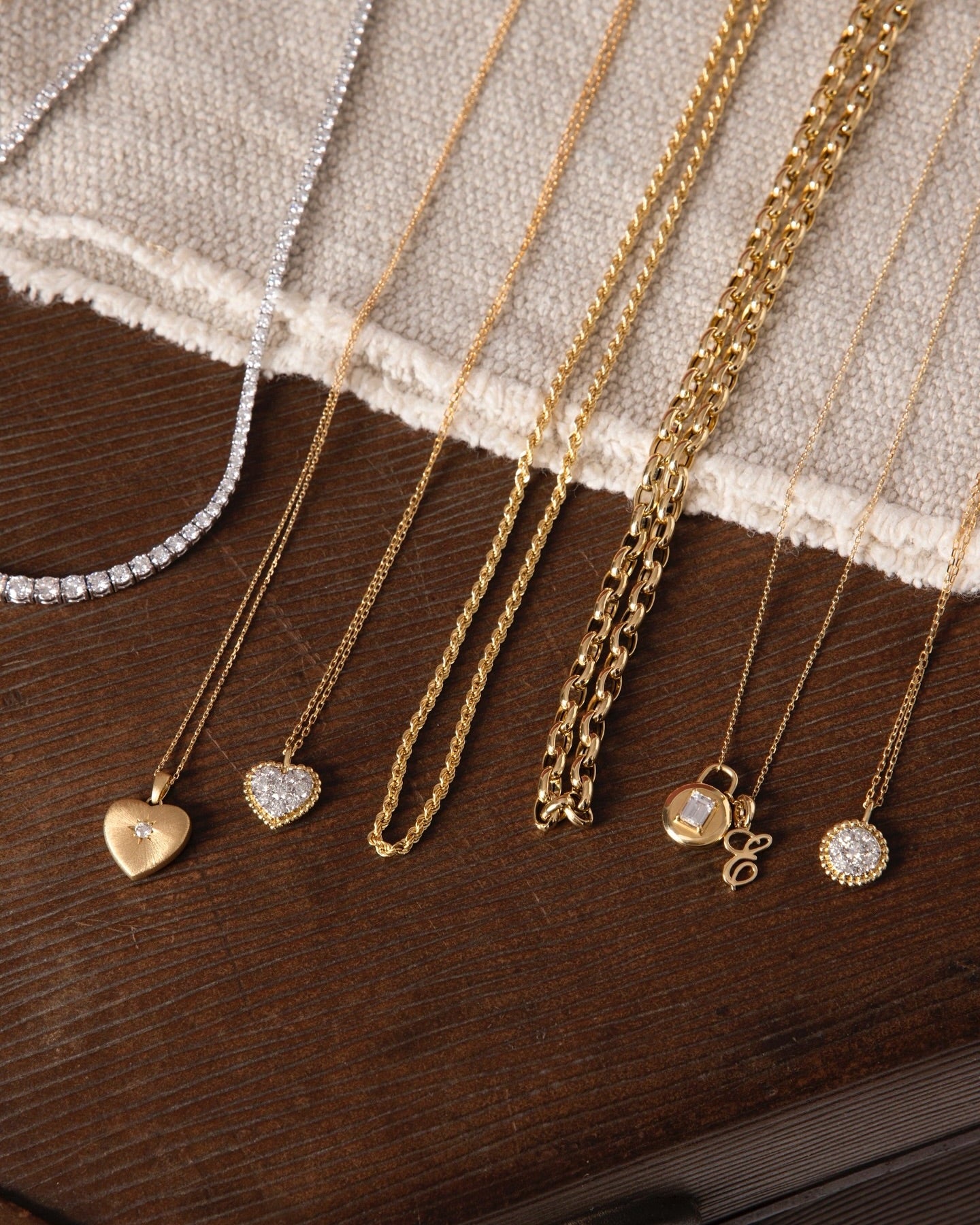 Beaded Heart-shaped Diamond Necklace