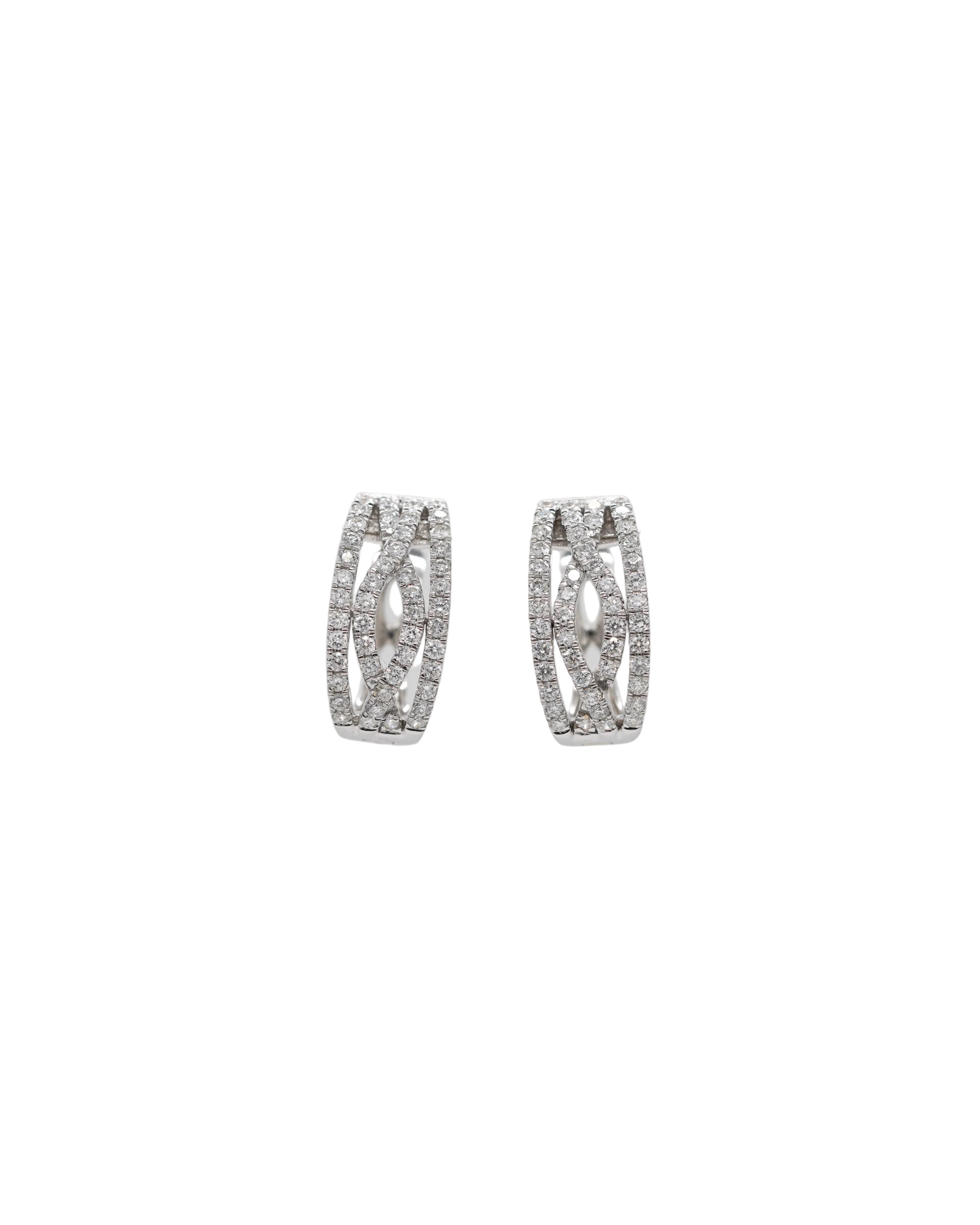 Crisscross Diamond Huggie Earrings