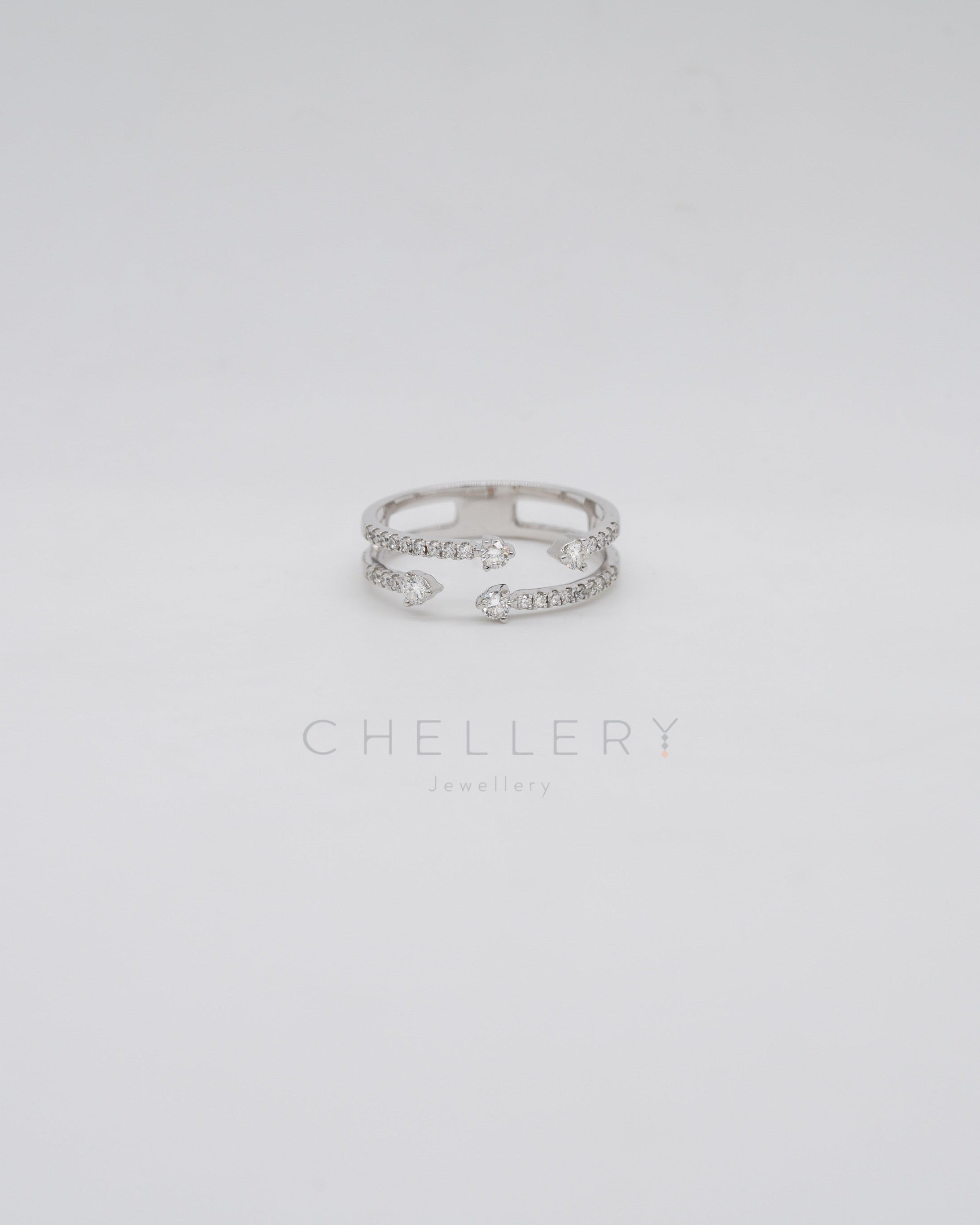 Diamond Staggered Open Ring