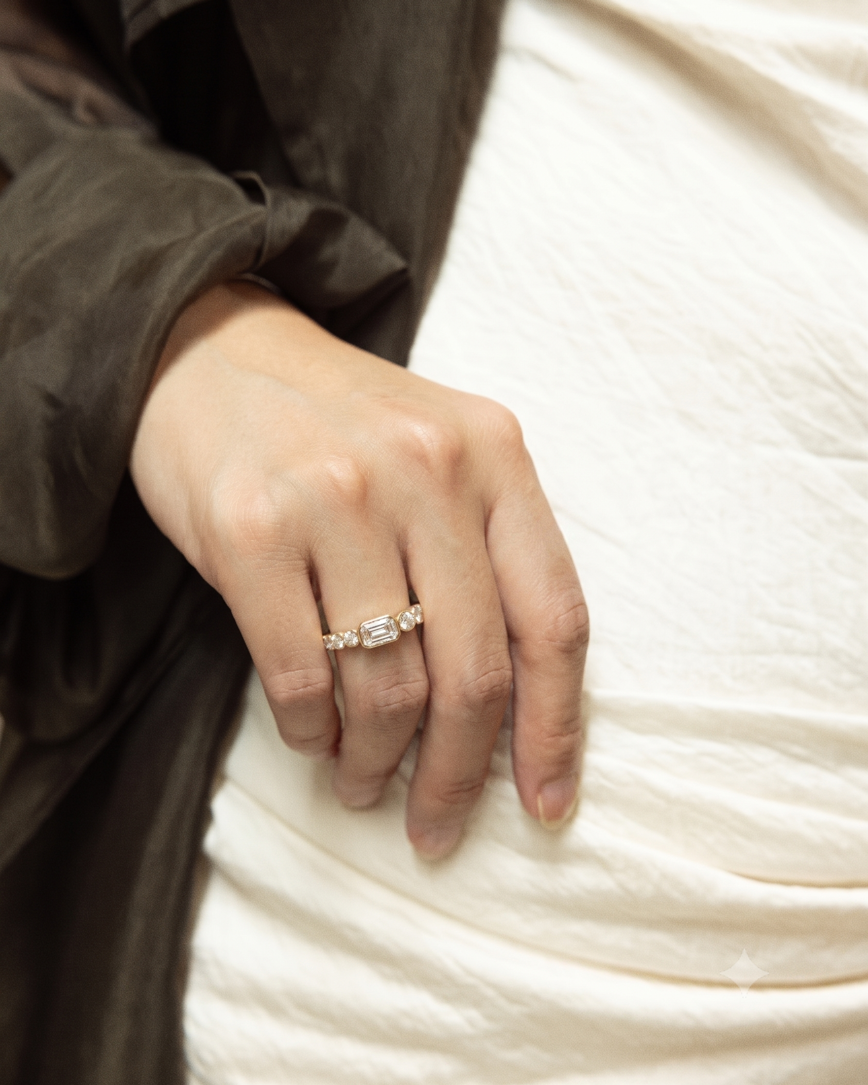 Mixed Shape Bezel Diamond Ring