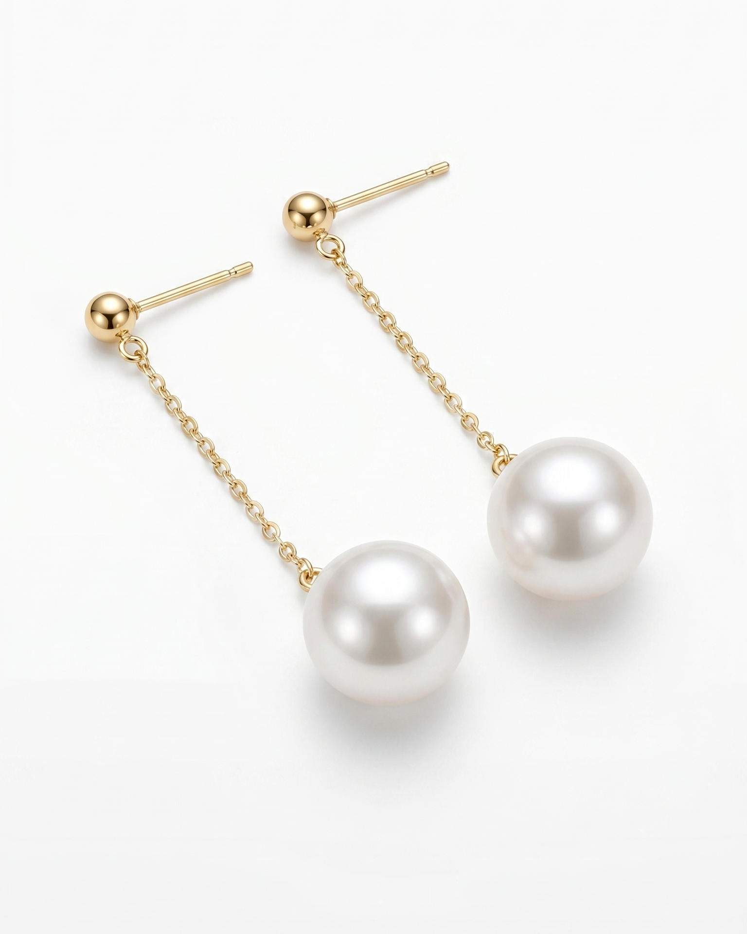 Bead and Pearl Drop Chain Earrings