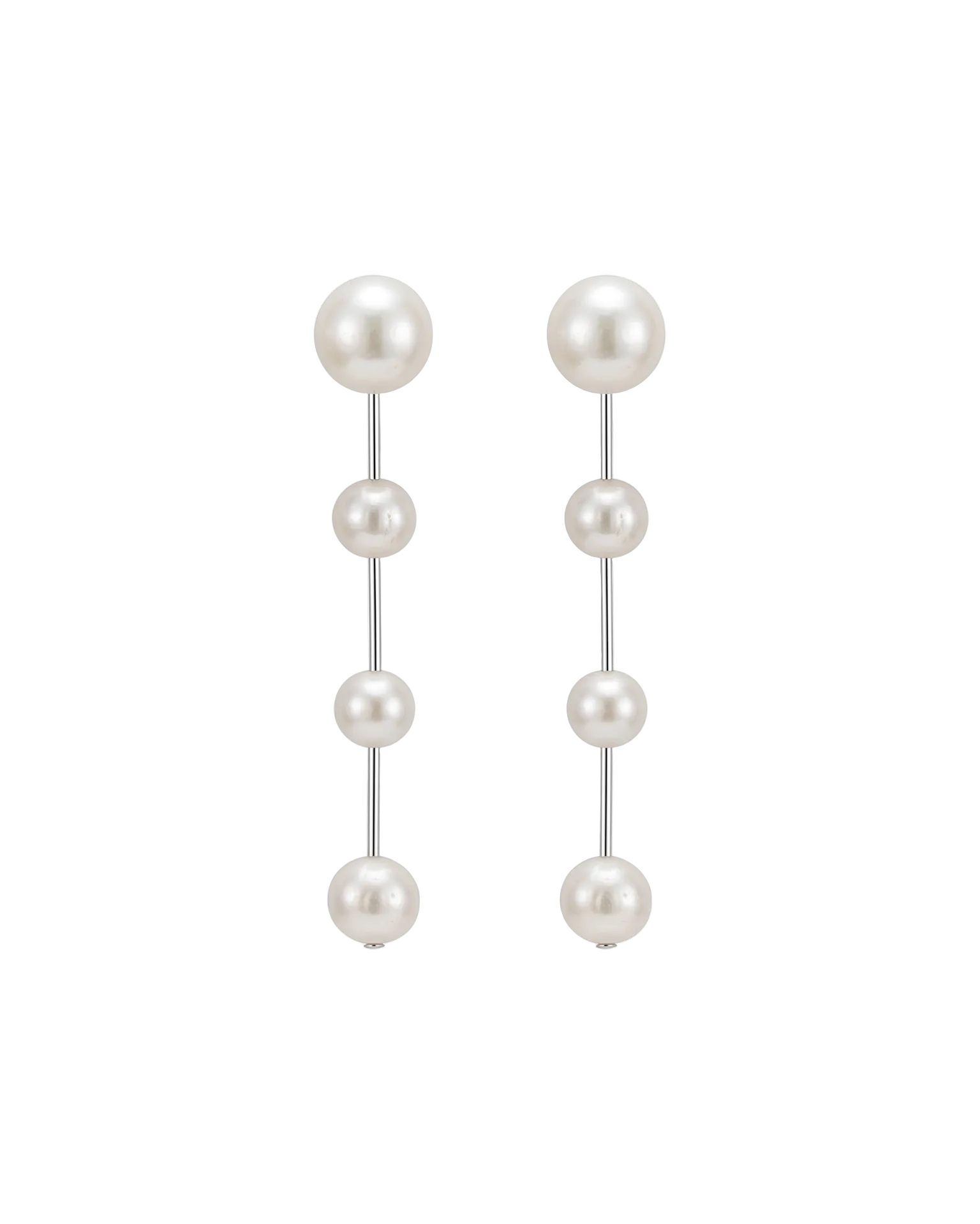 Fourfold Freshwater Pearl Two-Way Earrings