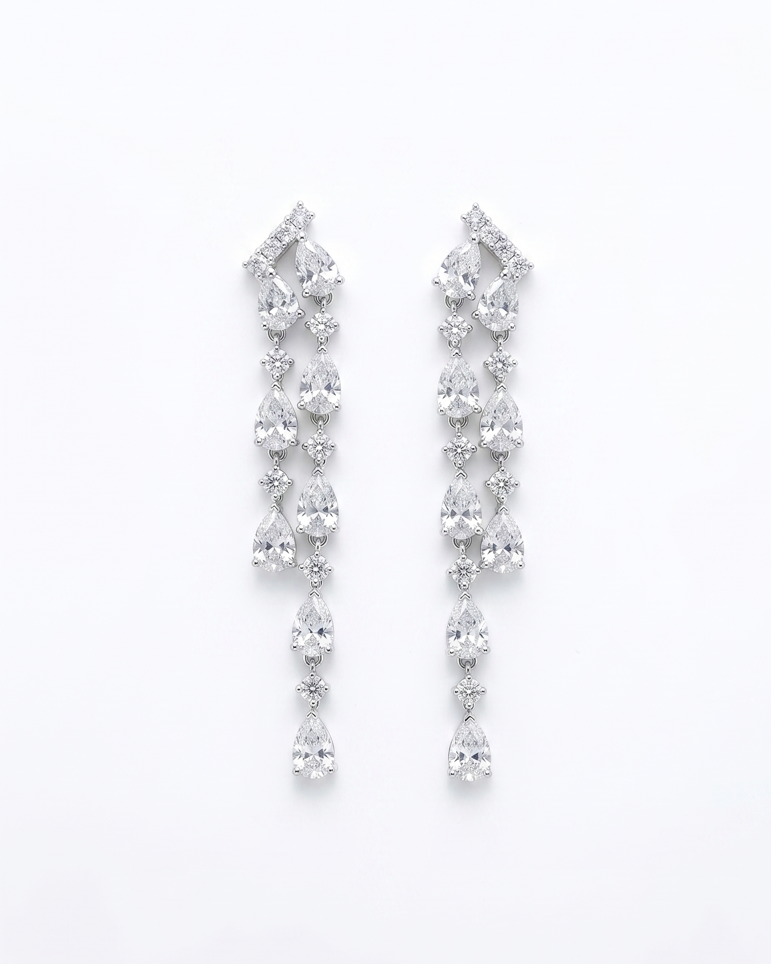 Pear Shape Double-row Linear Drop Earrings