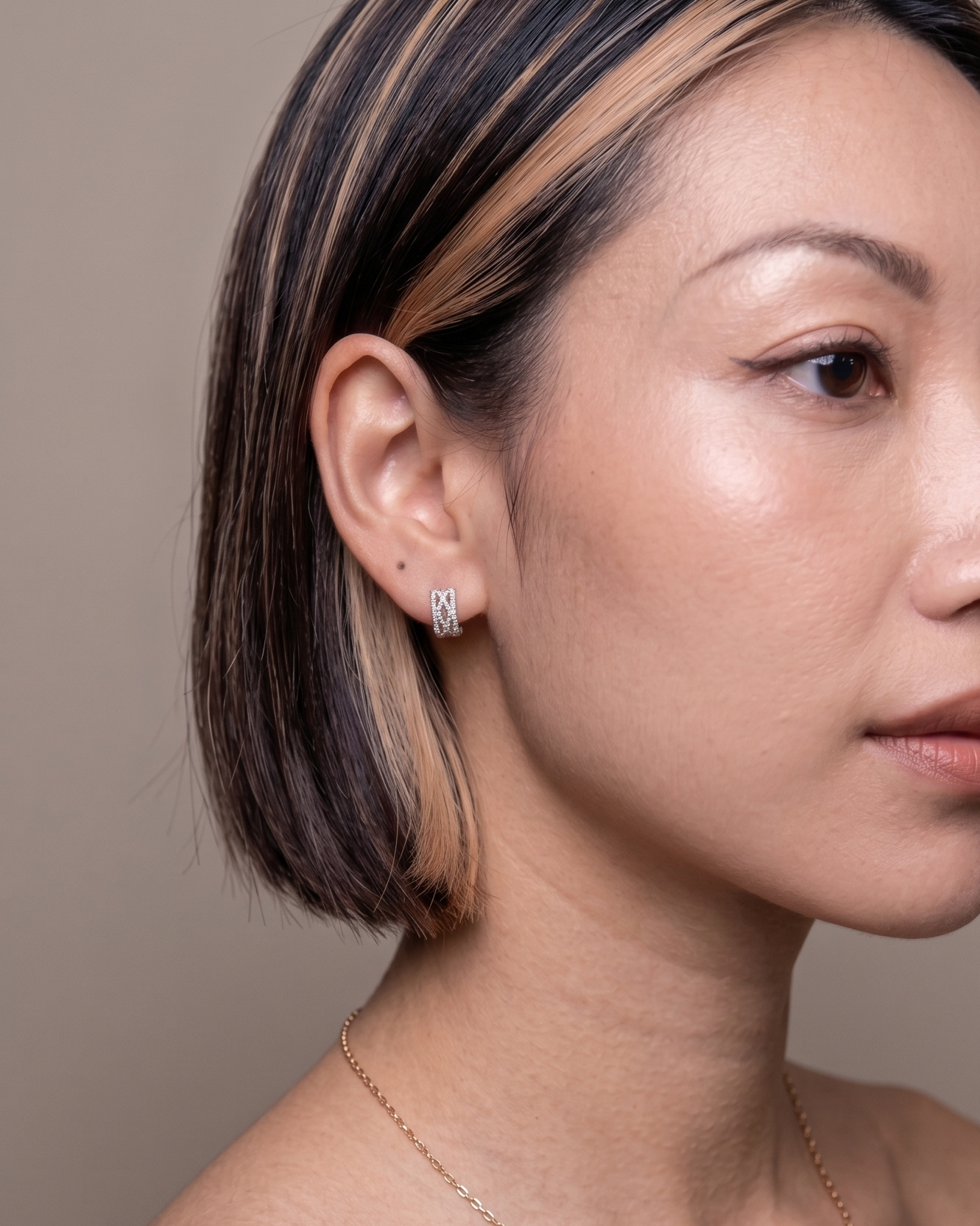 Crisscross Diamond Huggie Earrings