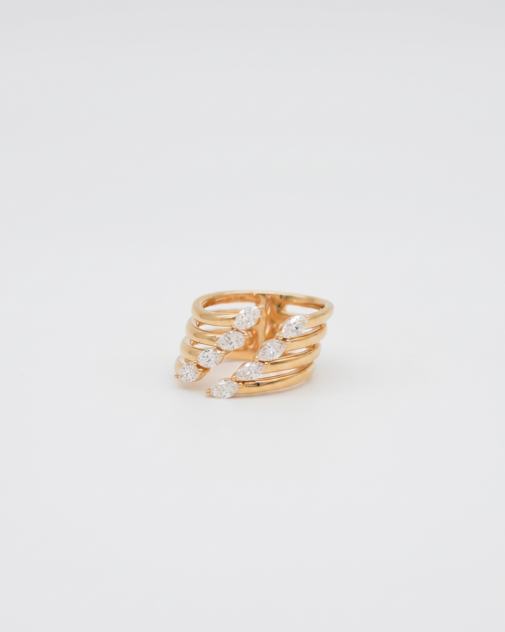 Marquise-shaped Layers Open Ring
