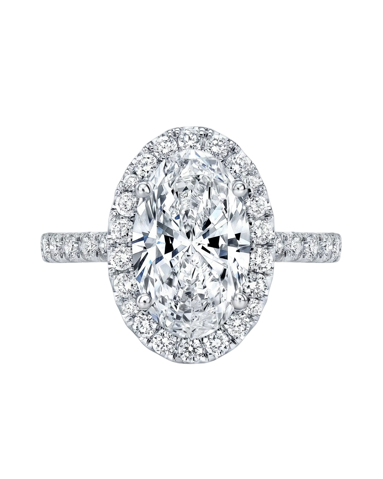 Oval Shaped Diamond Ring, in Halo Setting