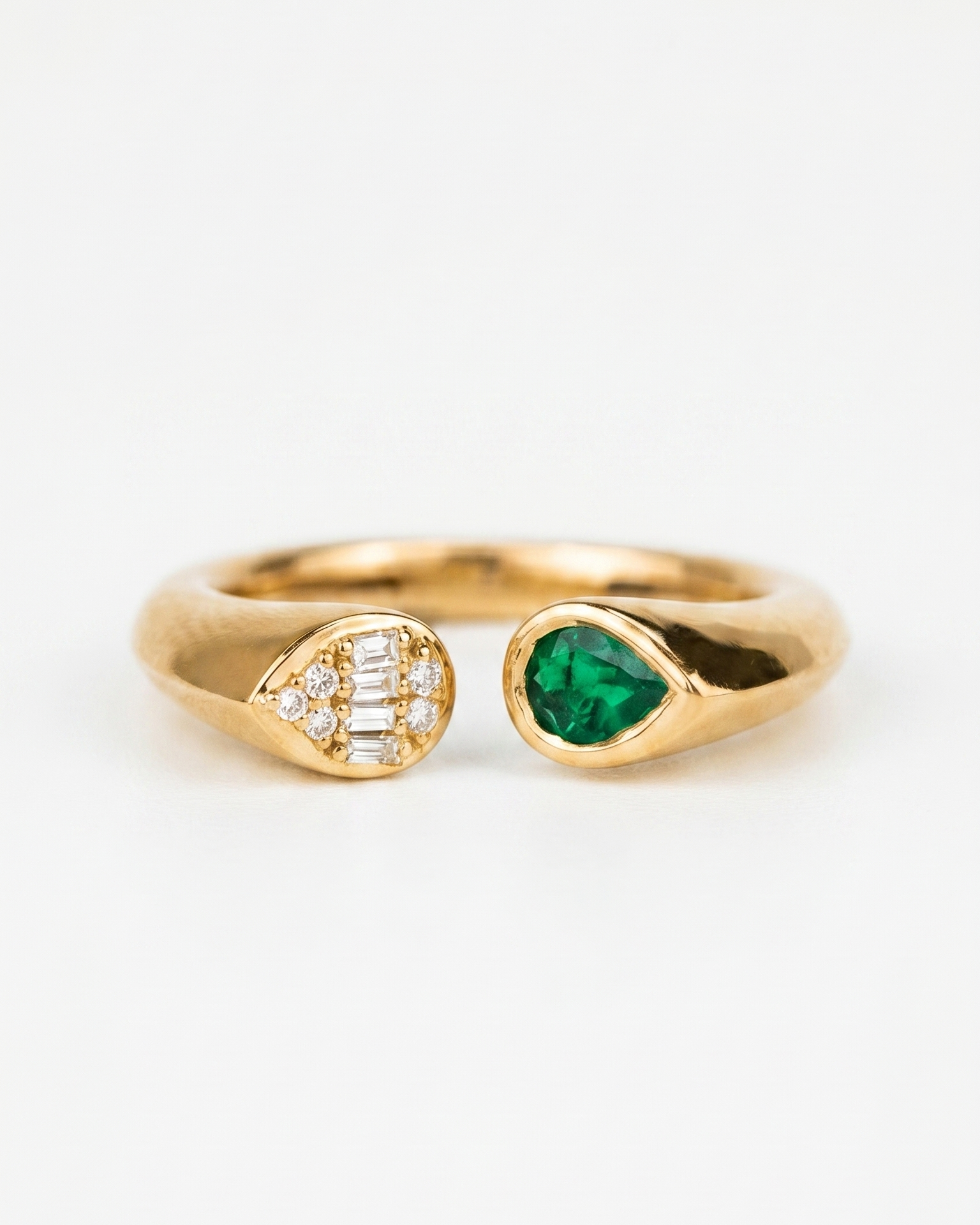 Diamond & Emerald Croissant Ring