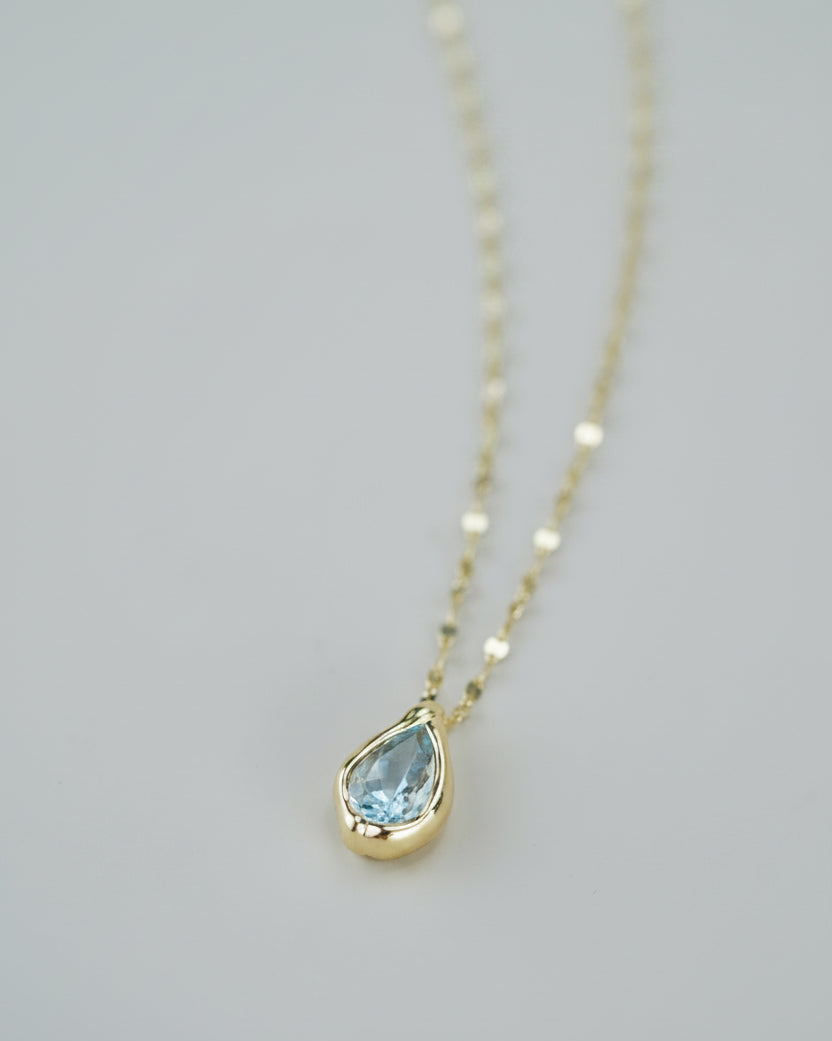 Bezel Pear-Cut Aquamarine Pendant