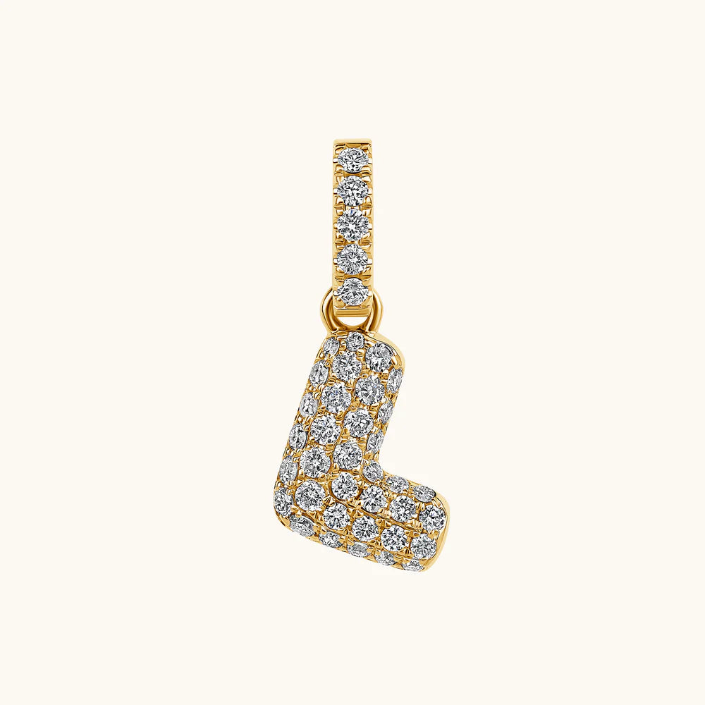 Bubble Initial Diamond Charm