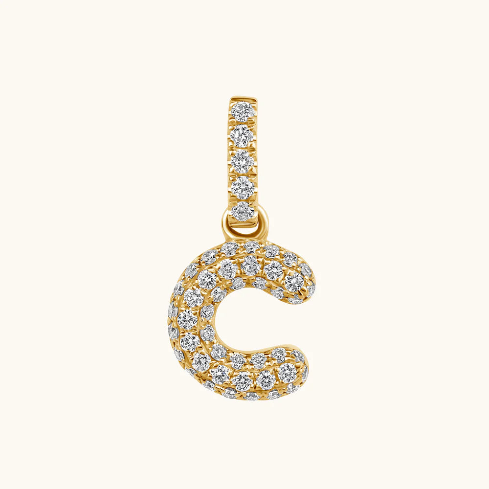 Bubble Initial Diamond Charm