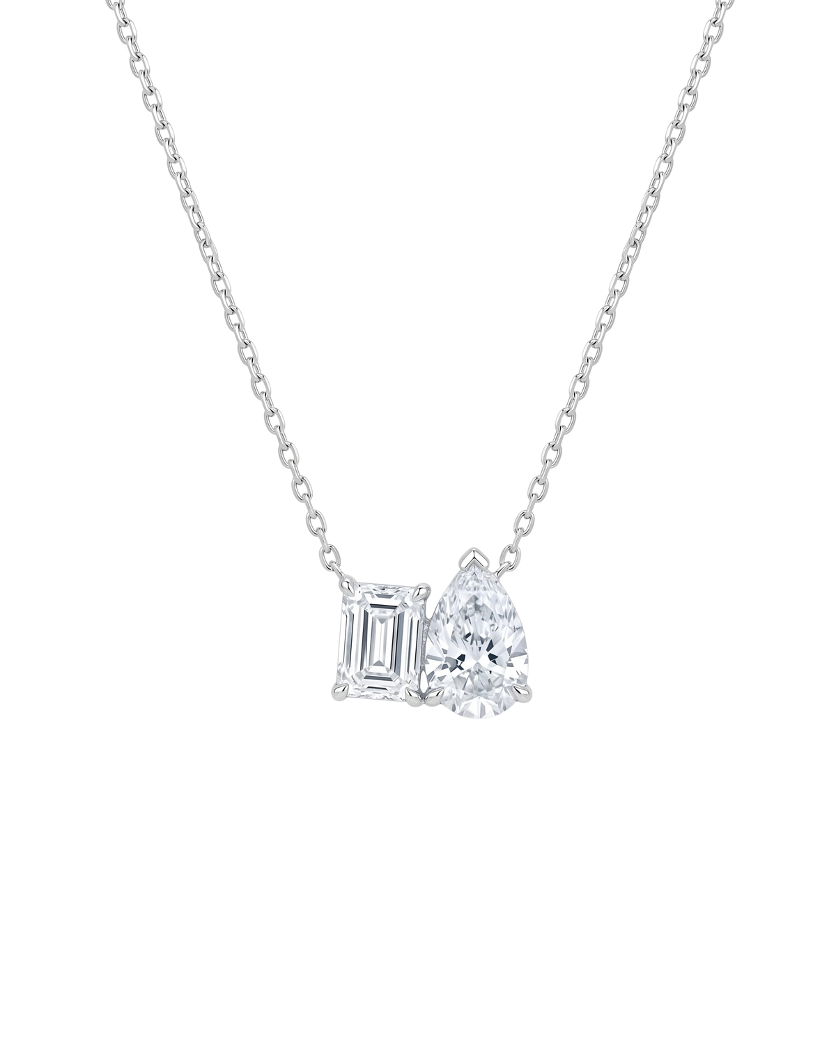Emerald & Pear-shaped Diamond Duo Necklace