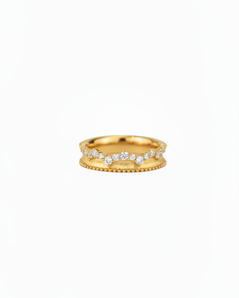 Brushed Style Peaks Diamond Ring