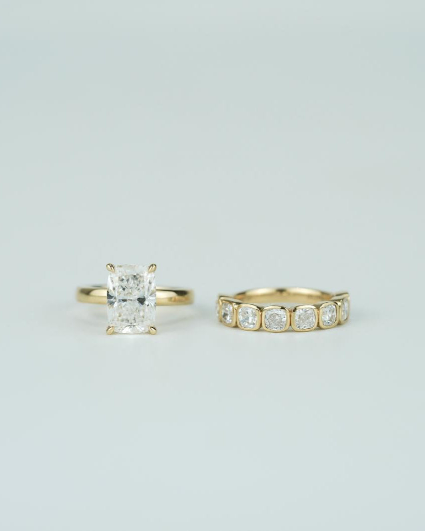 Bezel Setting Cushion Diamond Ring