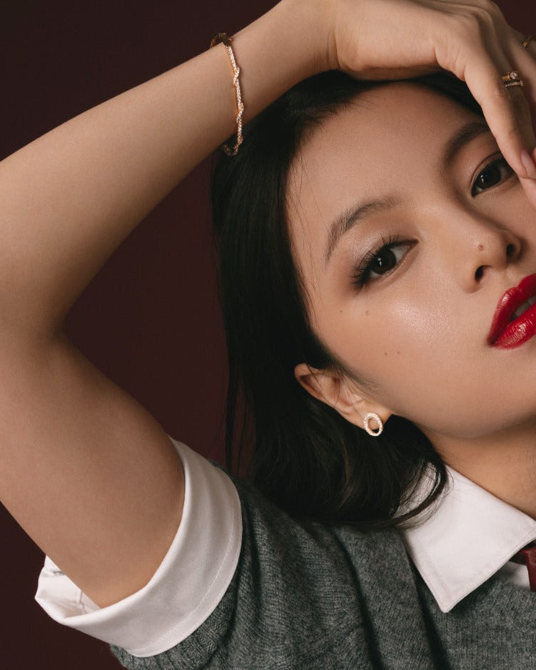 Natural Diamond Moon Earring