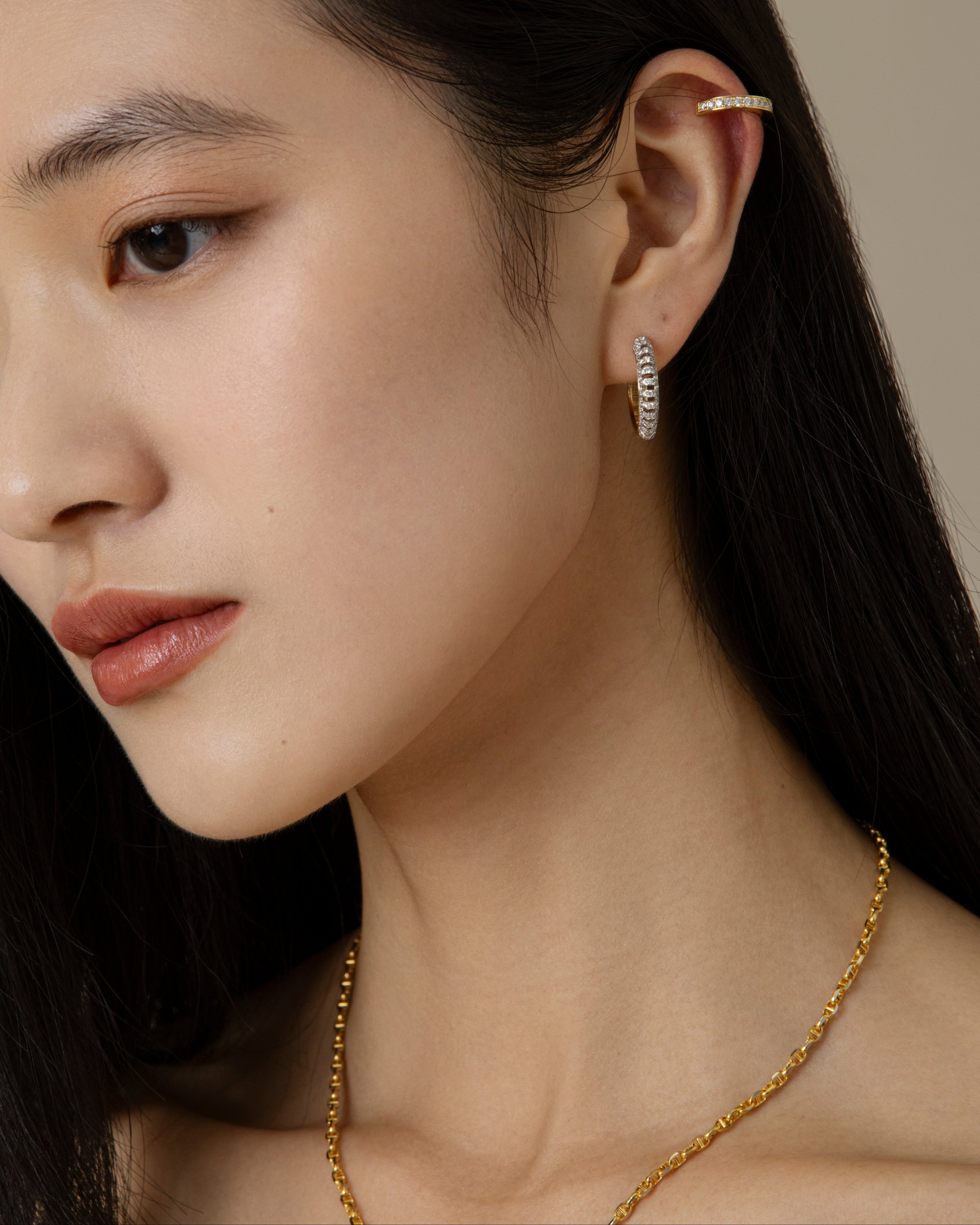 Open-work Diamond Hoop Earrings