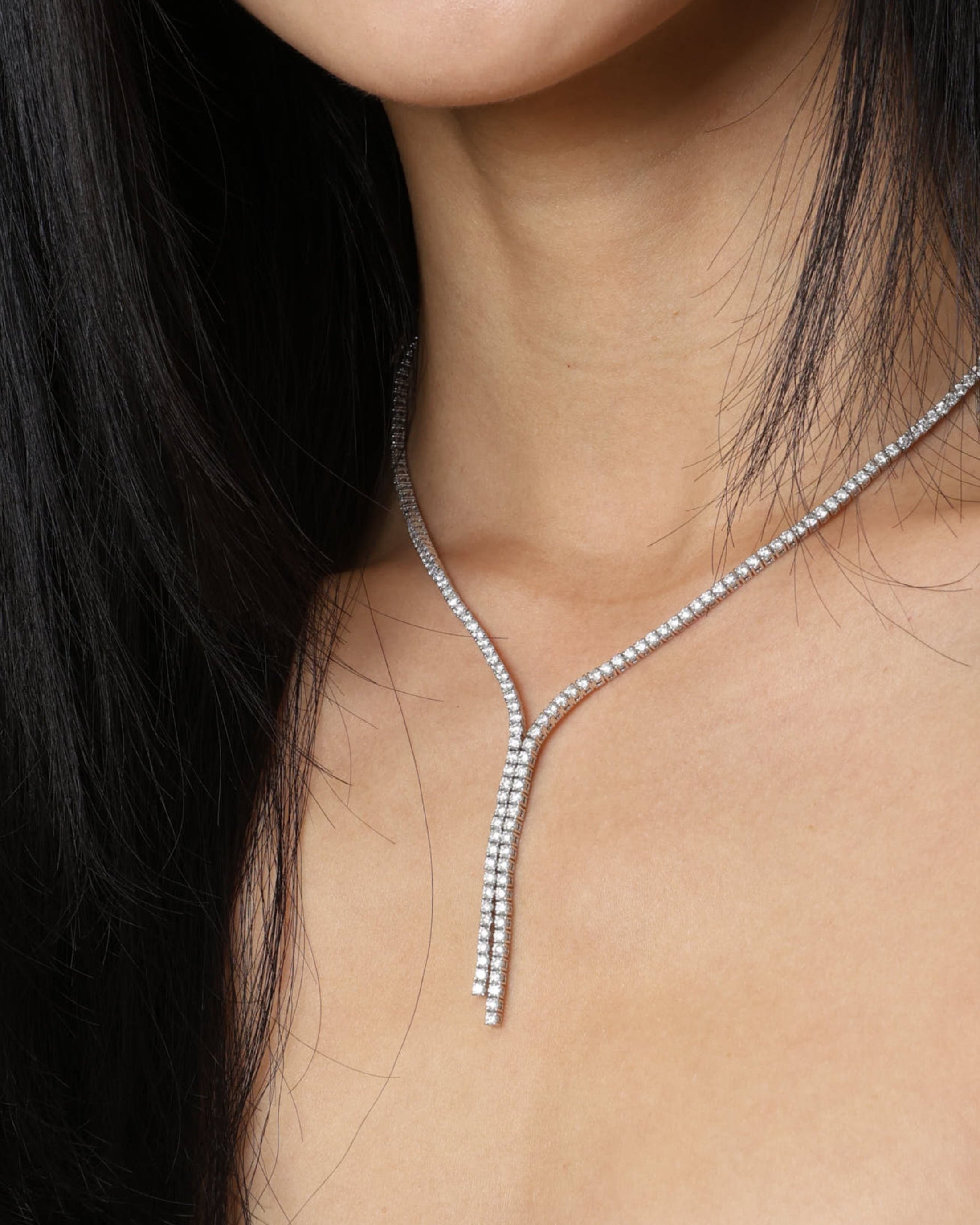 Y-shaped Diamond Tennis Necklace