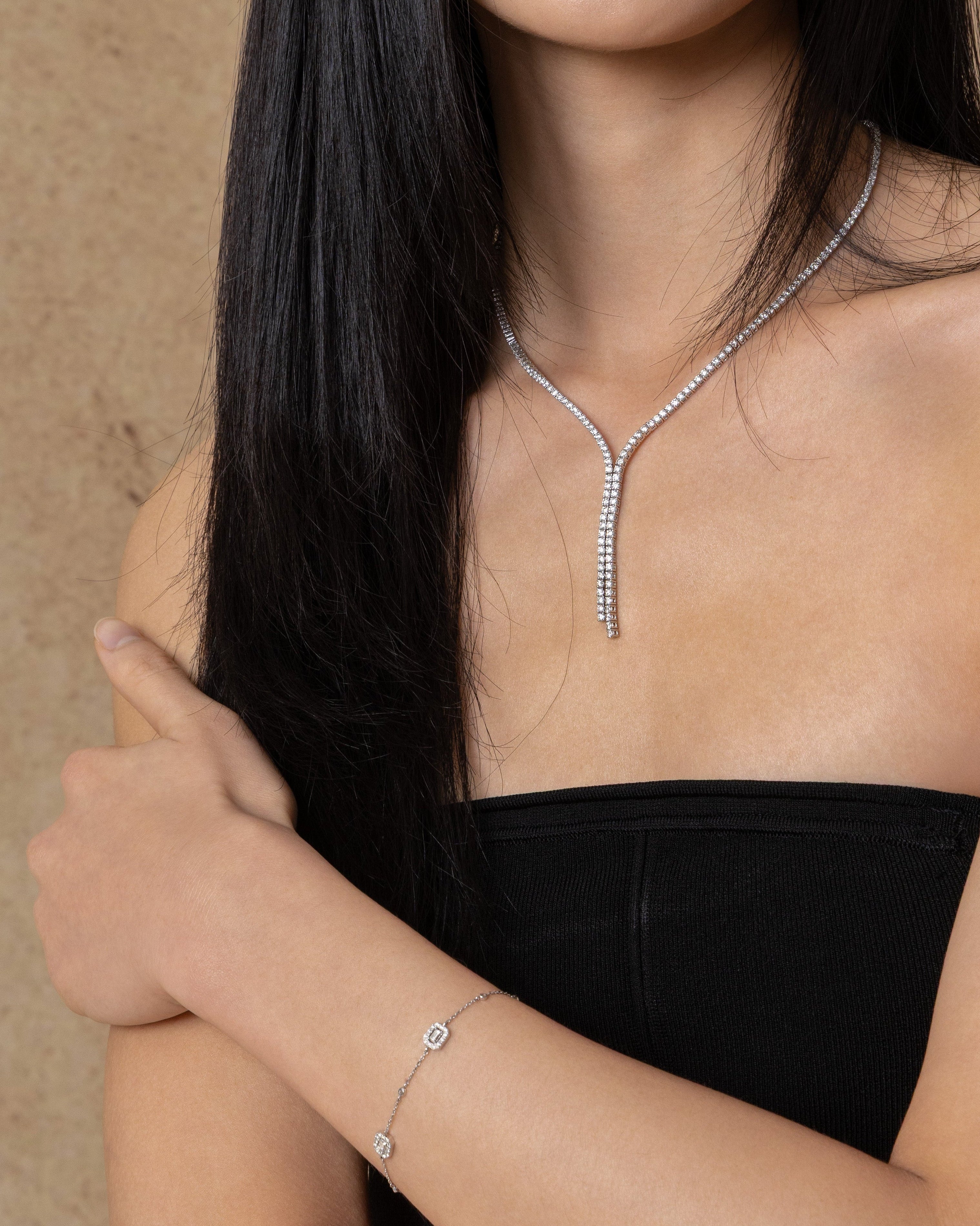 Y-shaped Diamond Tennis Necklace