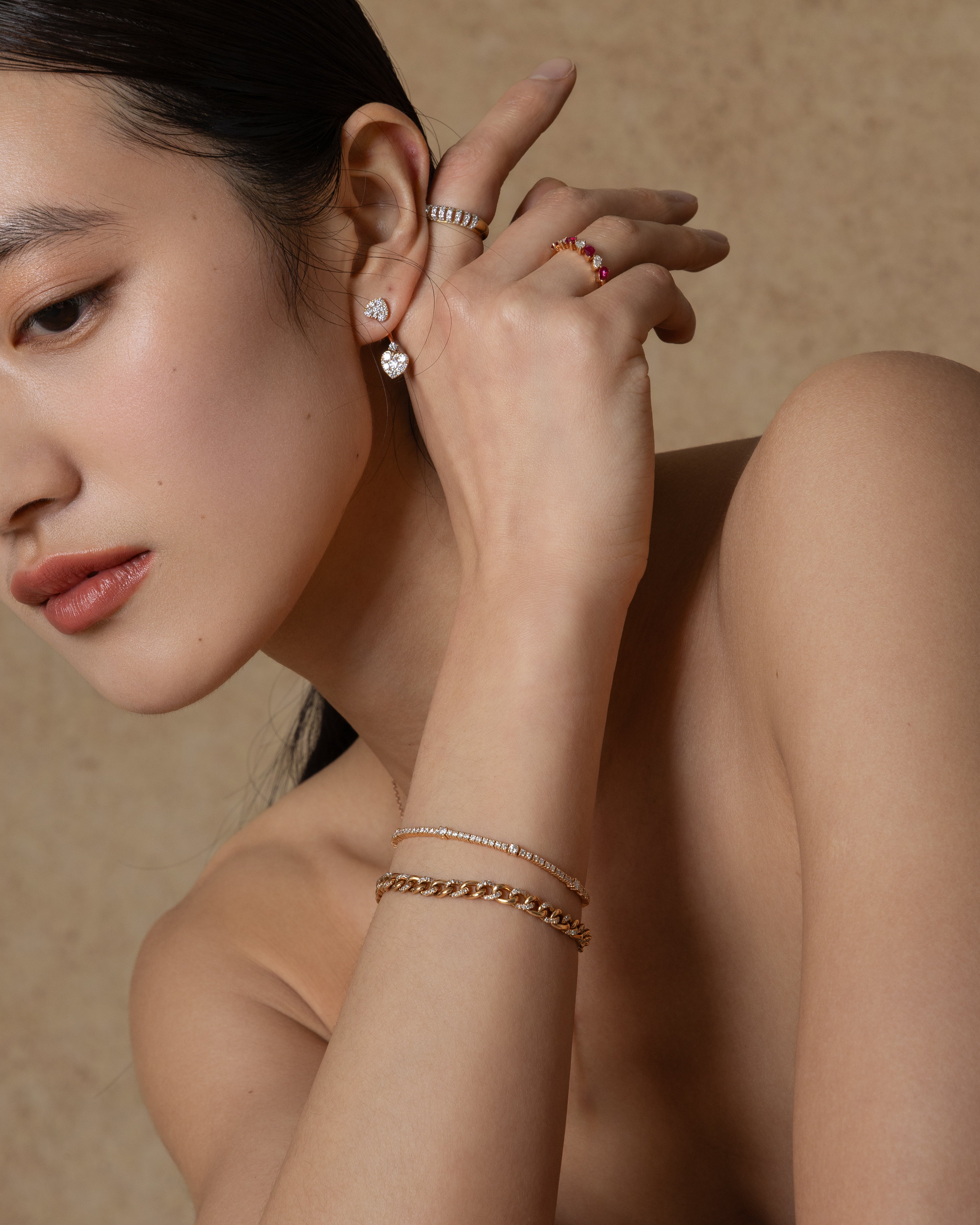 Front to Back Heart Shaped Pave Earrings