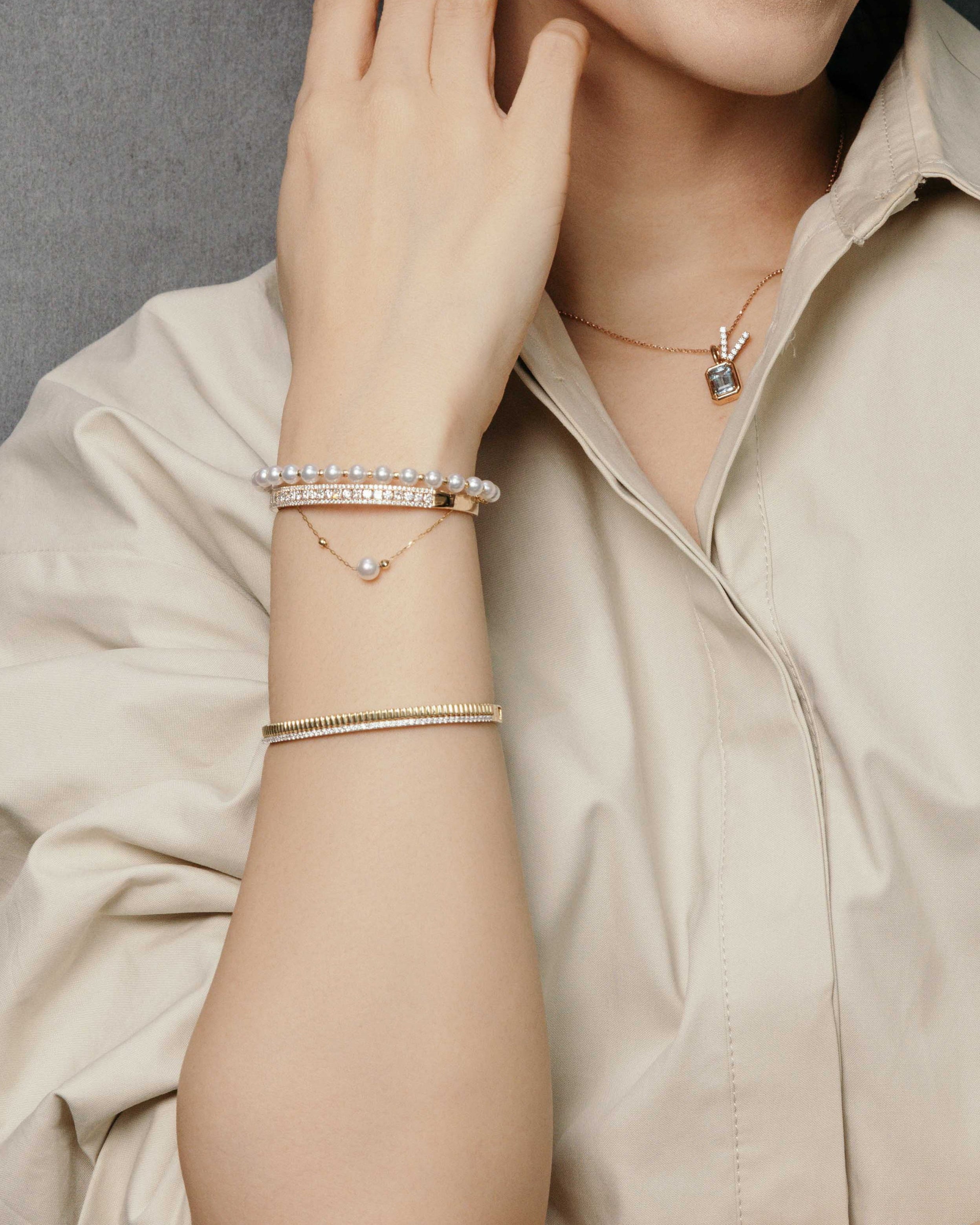 Dewdrop Pearl Chain Bangle