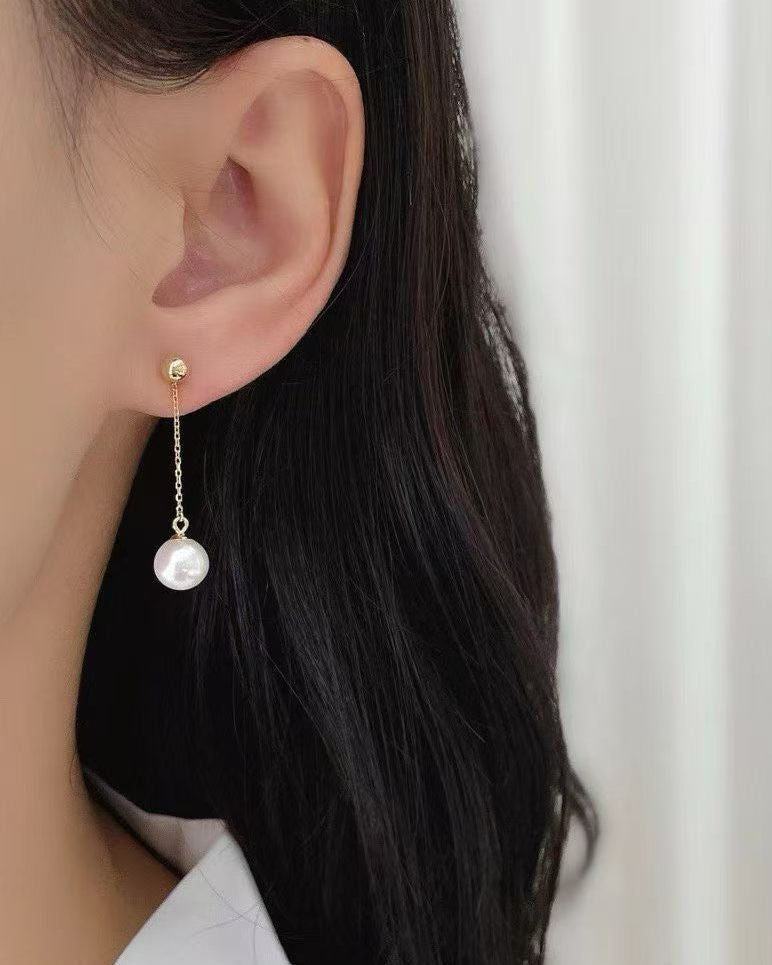 Bead and Pearl Drop Chain Earrings