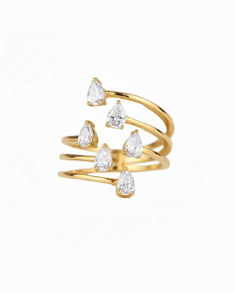 6 Pear-shaped Diamond Open Ring