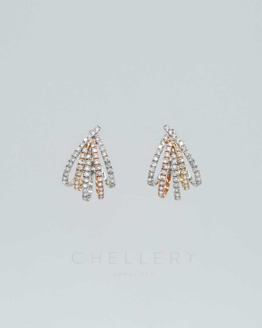 3 Color Diamond Hoop Earring