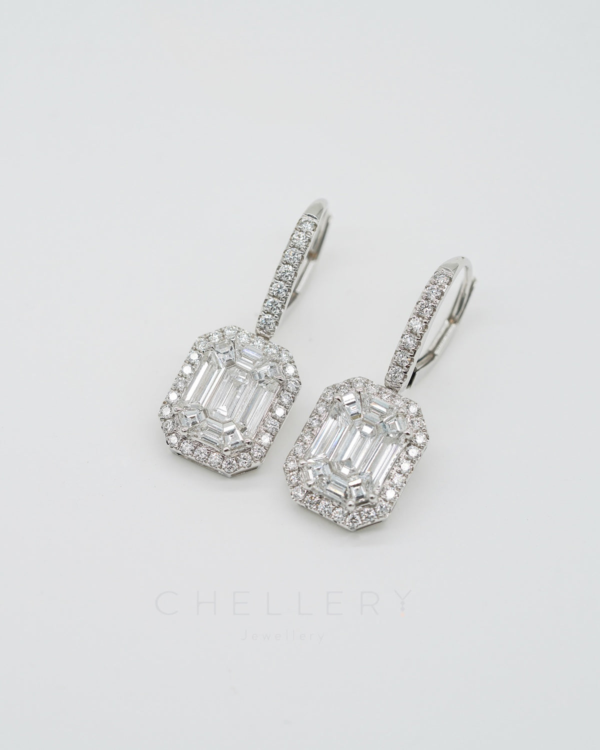 Emerald pie cut Diamond Hoop Earrings