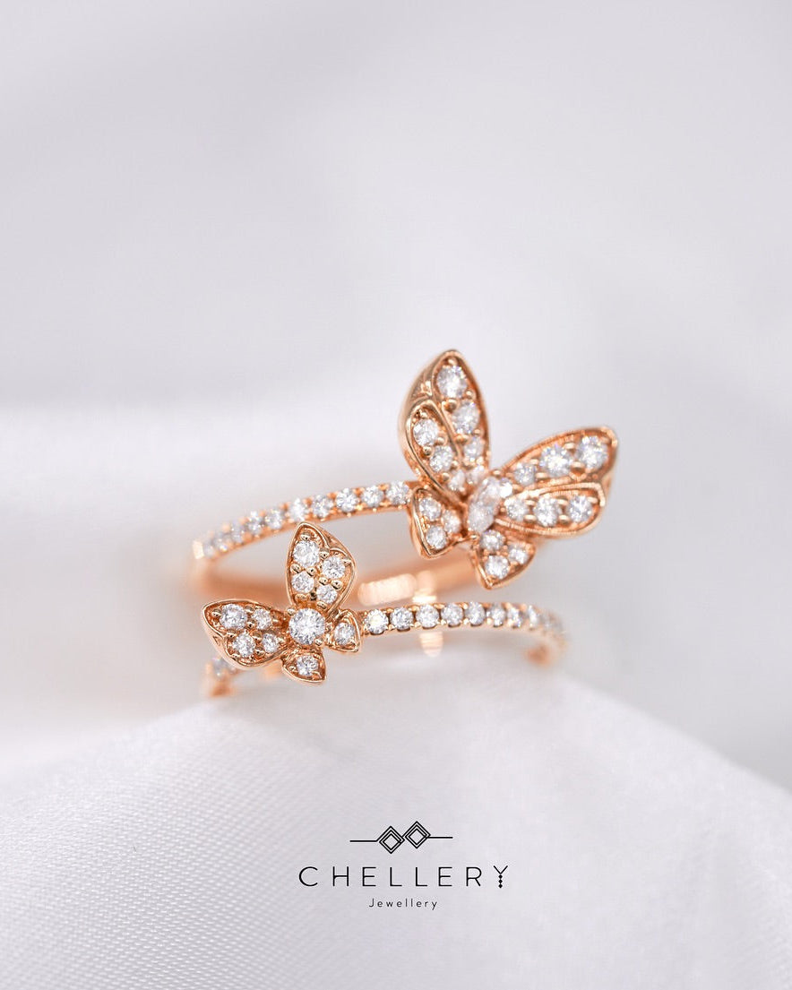 3D Butterfly Diamond Ring