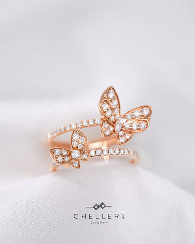 3D Butterfly Diamond Ring