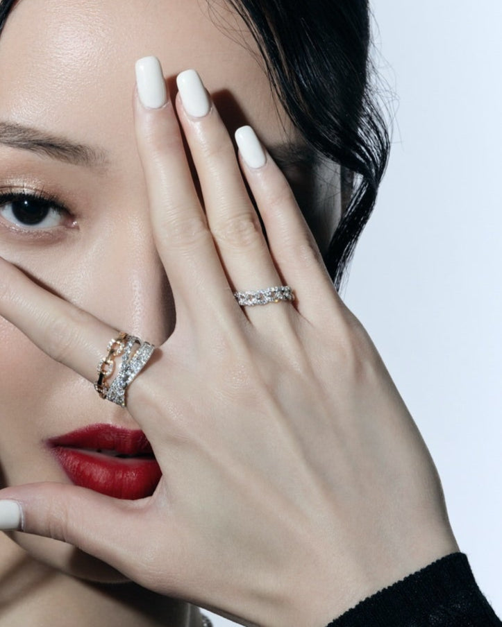 Diamond Cross Ring with Soft Chain