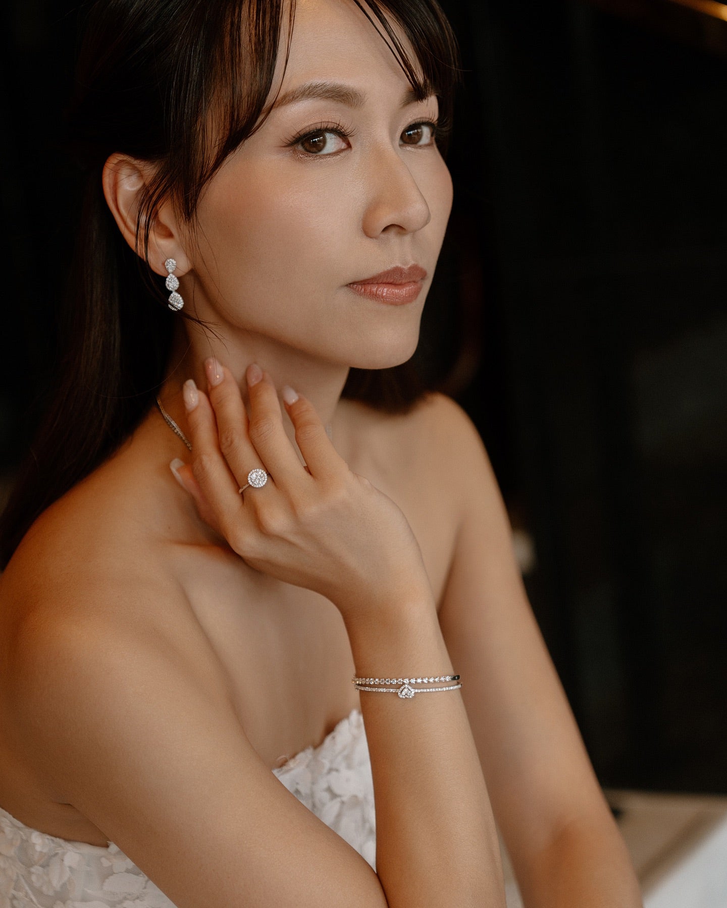 3 Pear-shaped Diamond Earrings
