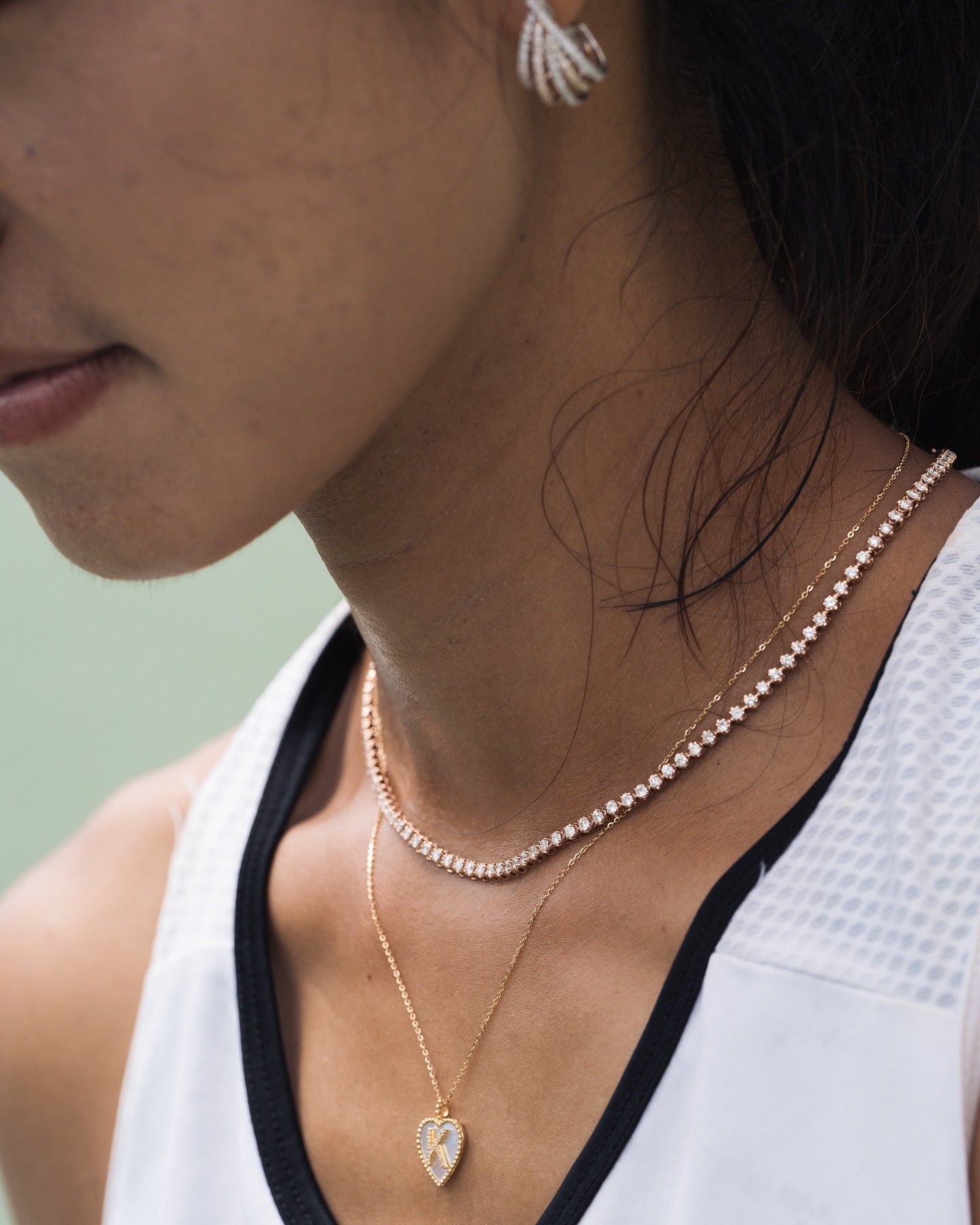 Mother of Pearl Alphabet Necklace (Heart-shaped)