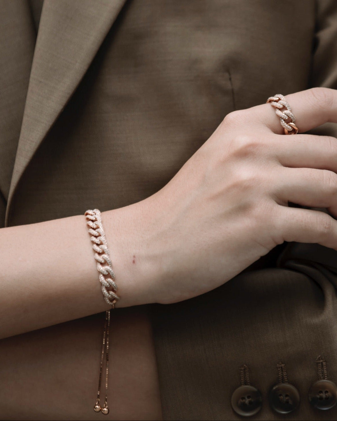 Chain Link Diamond Drawstring Bracelet