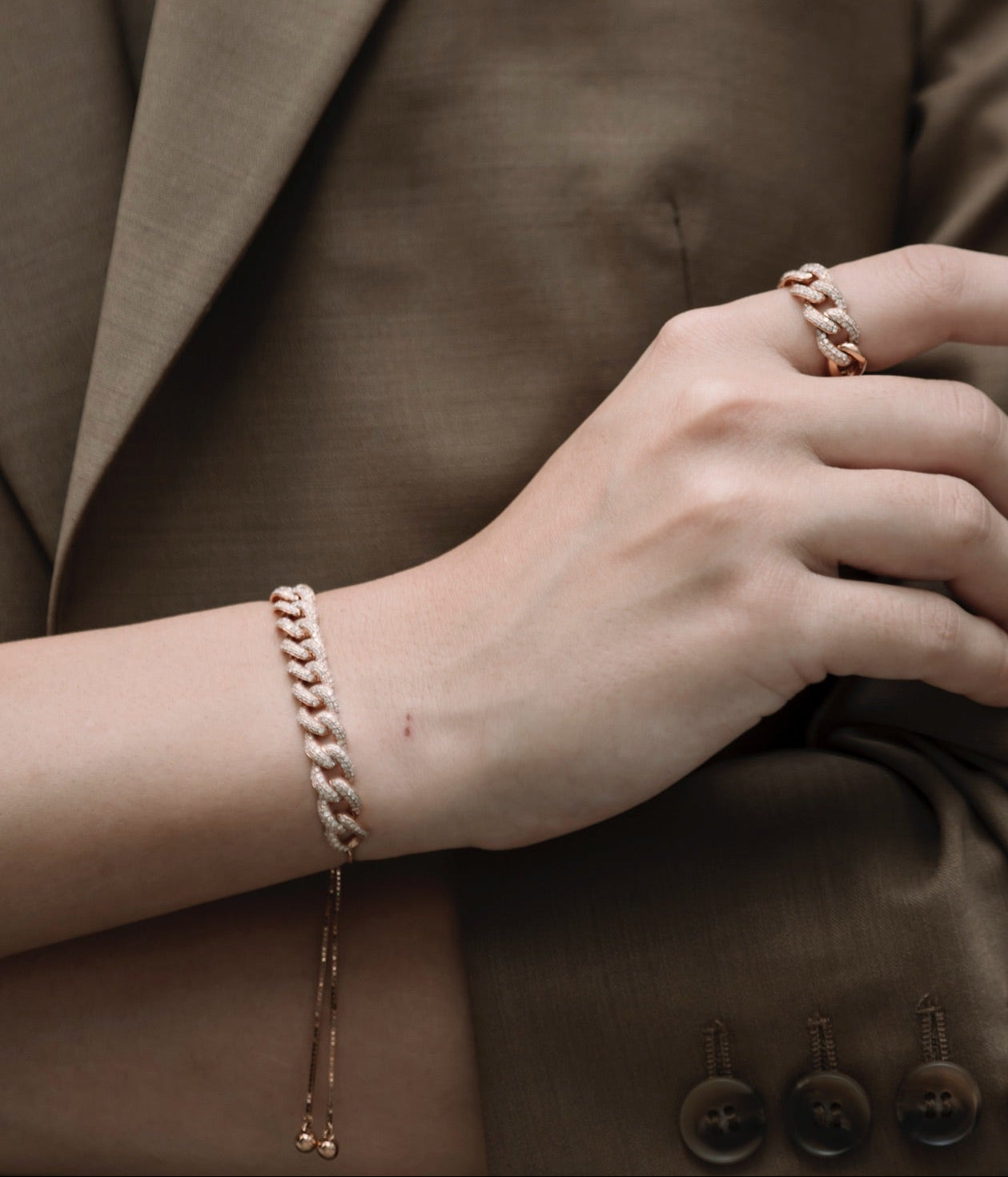 Chain Link Diamond Drawstring Bracelet