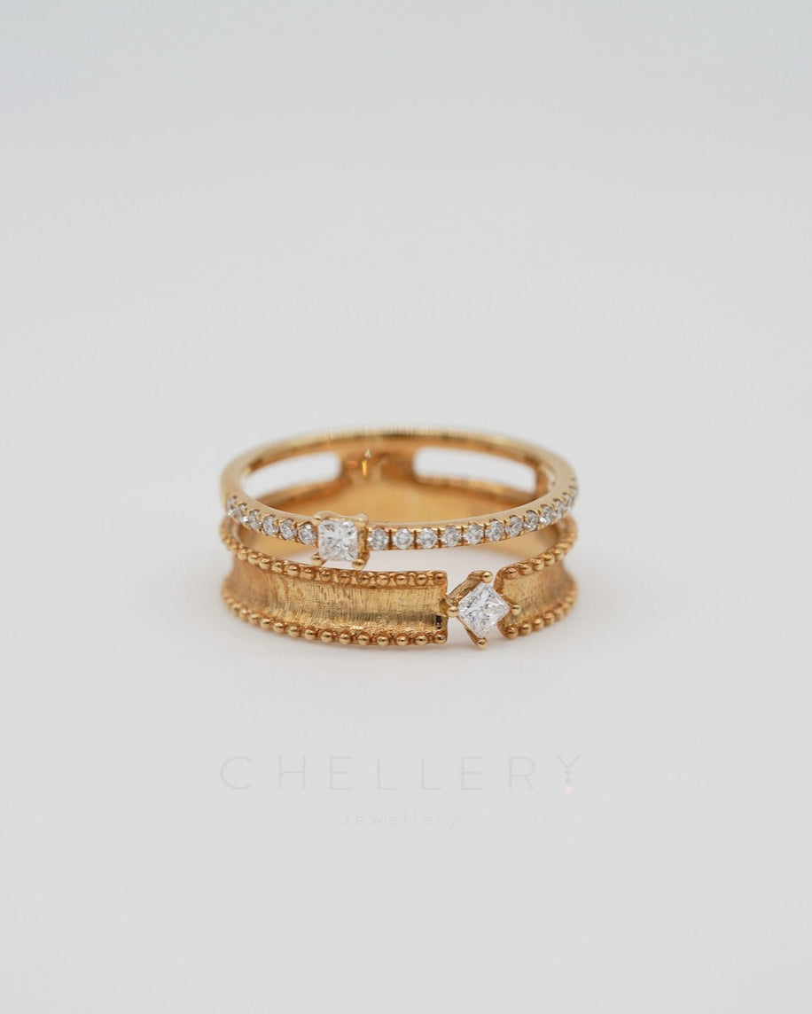 Brushed Style 2-in-1 Diamond Ring