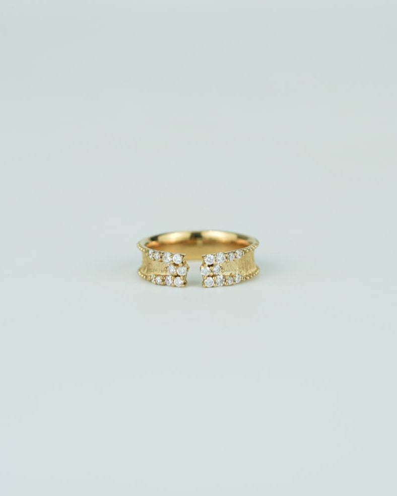 Brushed Style Diamond Open Ring