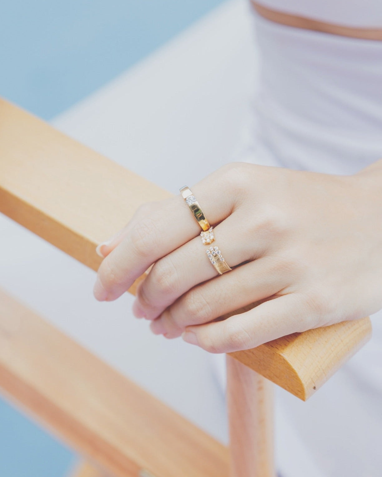 Brushed Style Diamond Open Ring