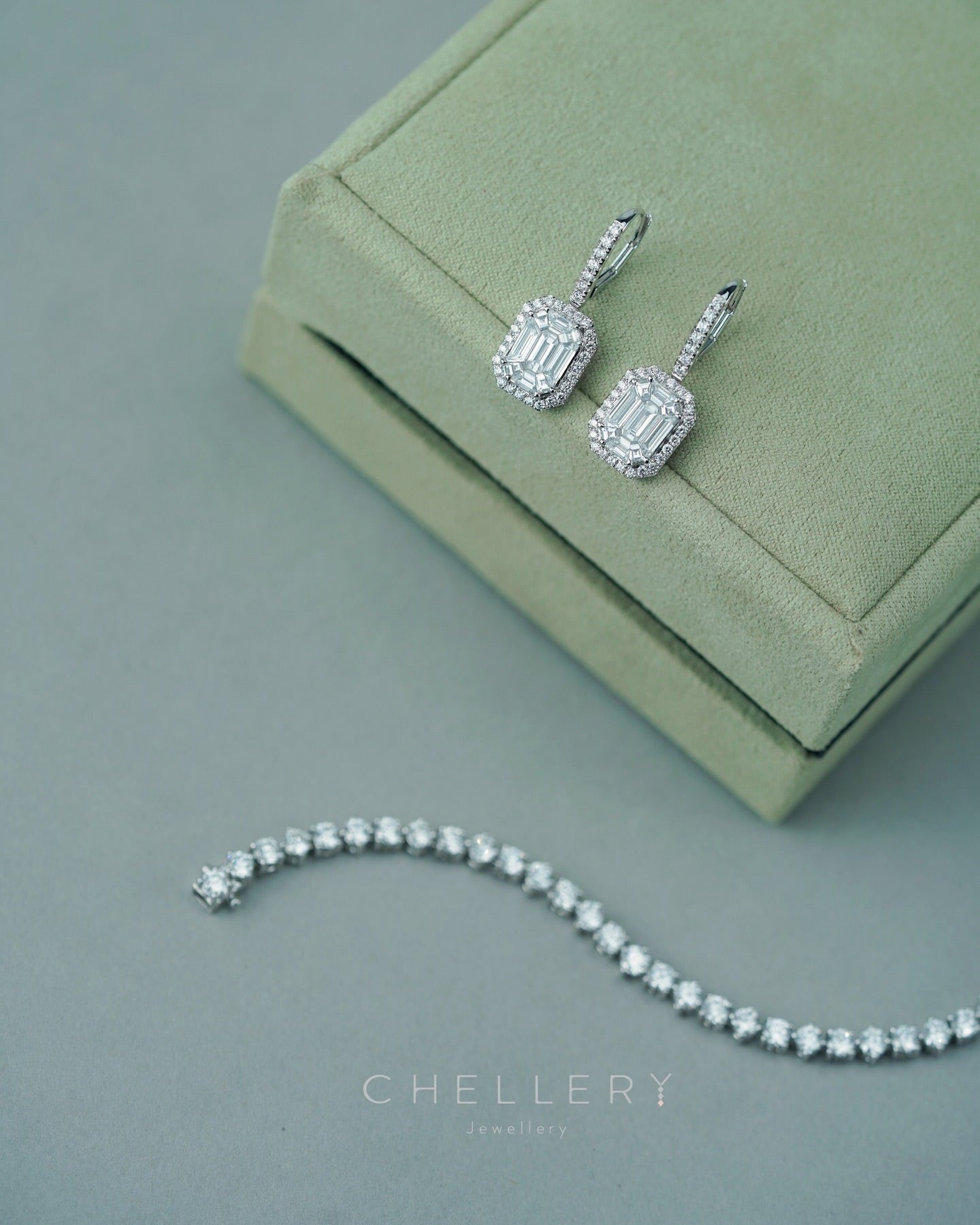 Emerald pie cut Diamond Hoop Earrings