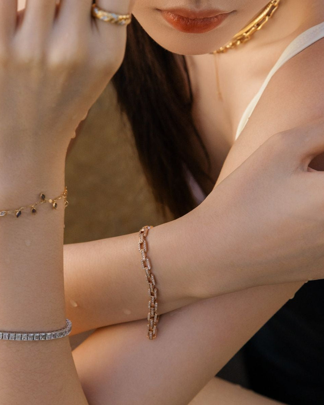 Diamond Rectangular Links Bracelet