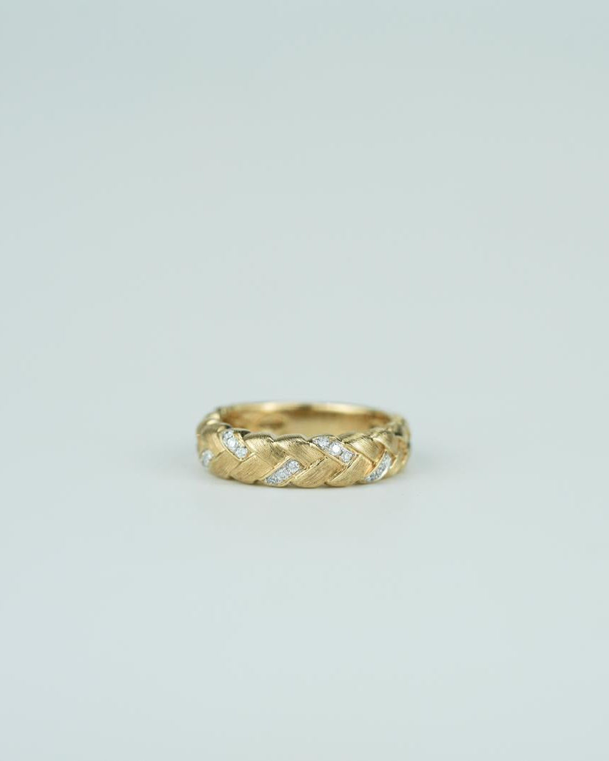 Brushed Style Weave Diamond Ring