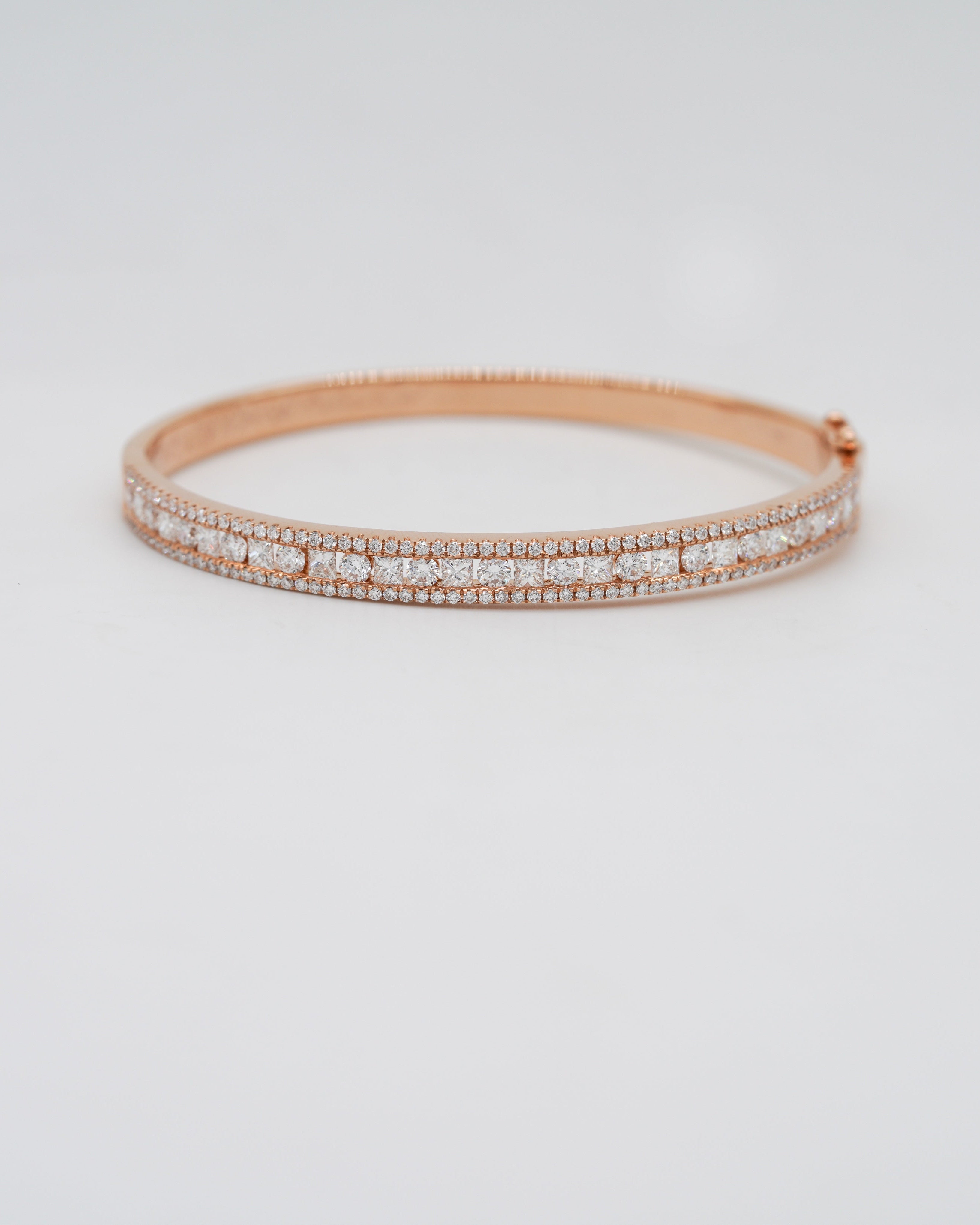 French Lace Diamond Bangles (Princess & Round-cut)