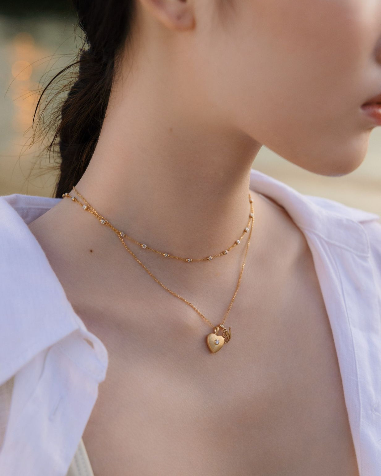 18K Gold Beaded Italian Necklace